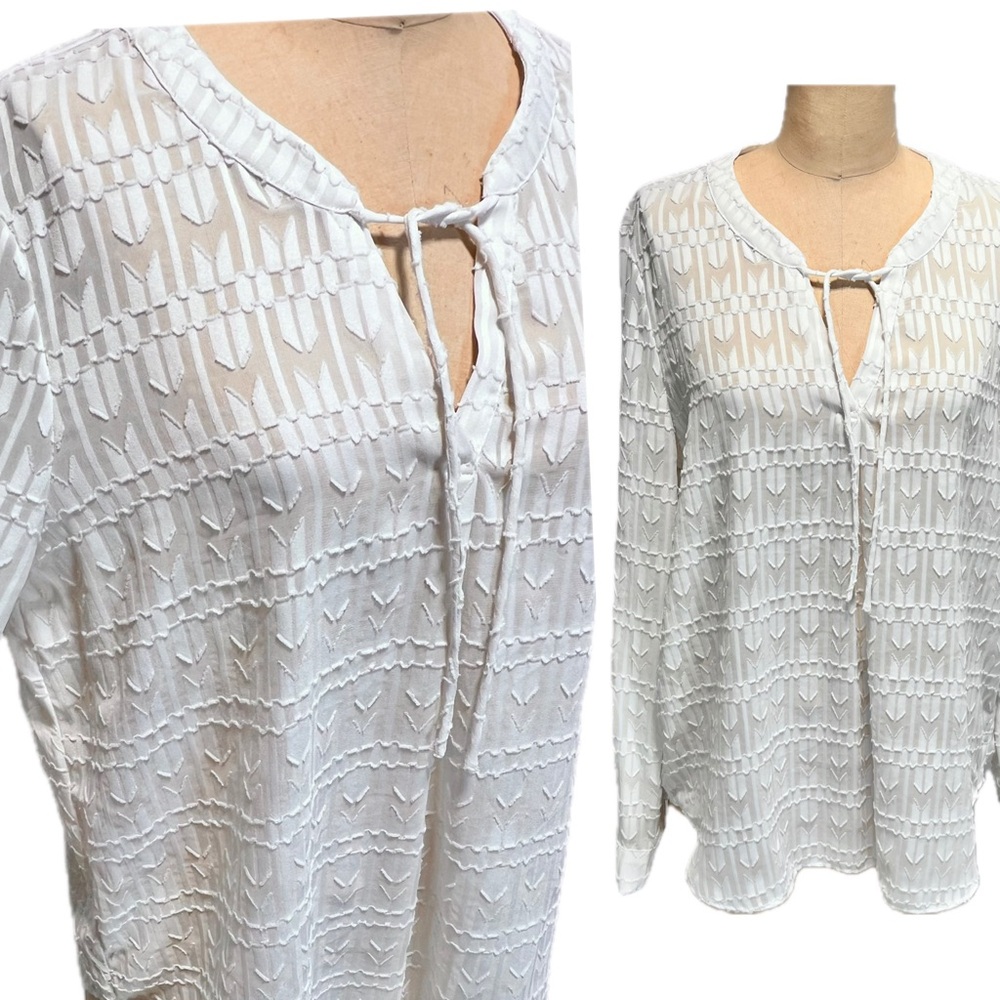 Banana Republic sheer long sleeve beachy top tie front lightweight cover up